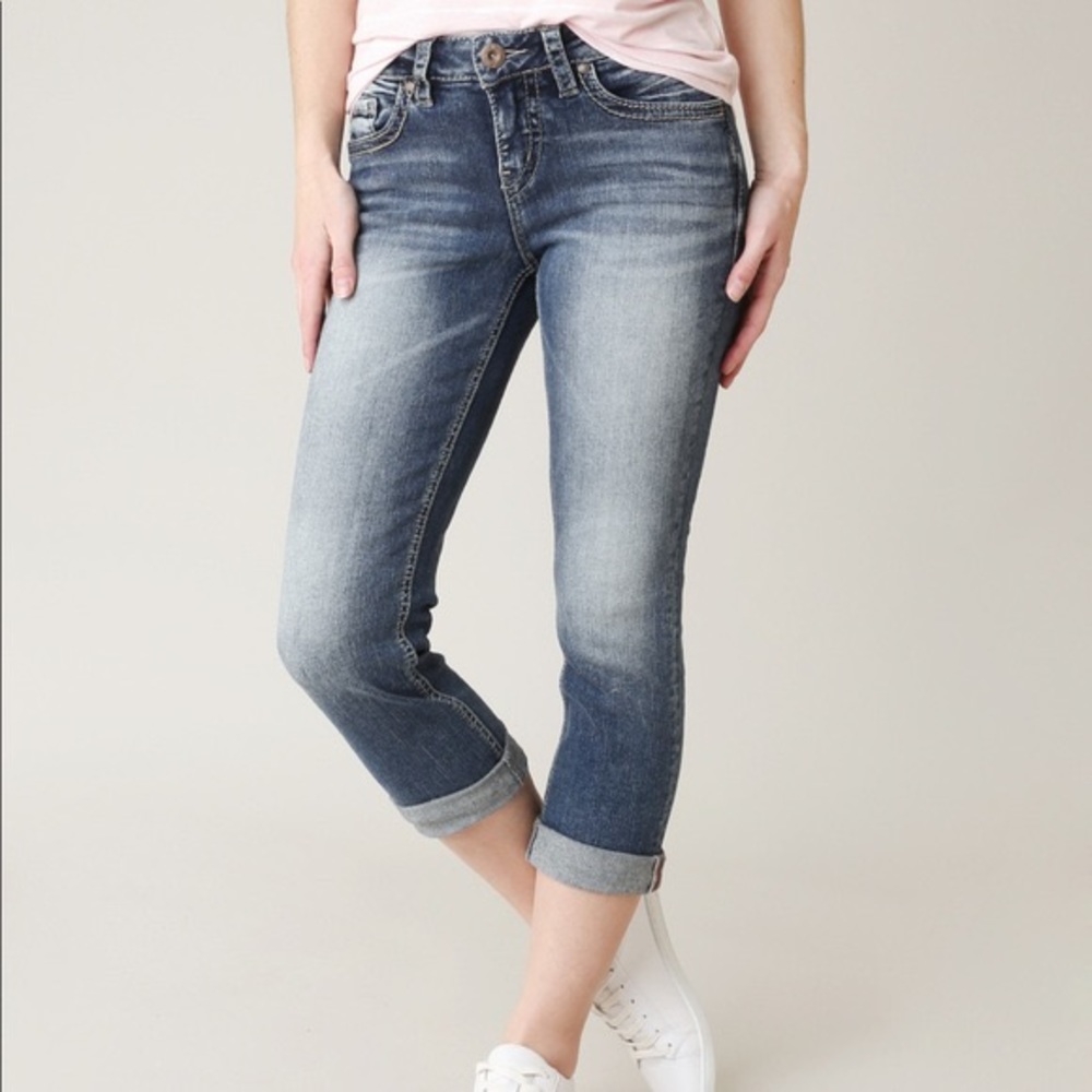 Silver Jeans Blue Aiko Mid Capri Jeans Size 28